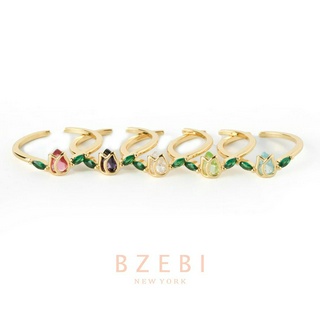 Bzebi แหวนแต่งงาน จี้ดอกทิวลิป ประดับไข่มุก กันน้ํา สไตล์ฝรั่งเศส เครื่องประดับ สําหรับผู้หญิง เพชร ทอง 18K สไตล์เกาหลี กันสนิม ปรับได้ เครื่องประดับแฟชั่น สําหรับผู้หญิง 1230r
