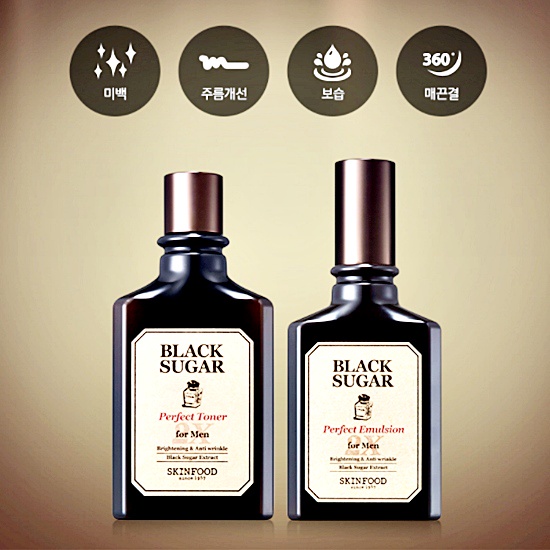 ส่งฟรี-ของแท้-skinfood-black-sugar-perfect-2x-for-men-toner-emulsion