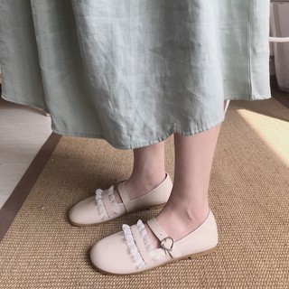 🔥Hot sale！ รองเท้าผู้หญิง 2020 ใหม่หัวกลมปากตื้นรองเท้านางฟ้าย้อนยุคนักเรียนพระราชวังเกาหลีสไตล์น่ารักรองเท้าถั่วแบน