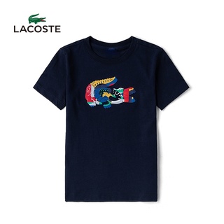 [S-5XL] Lacoste เสื้อยืดแขนสั้น พิมพ์ลายหนังจระเข้ สไตล์ฝรั่งเศส แฟชั่นใหม่ สําหรับผู้ชาย TJ1325