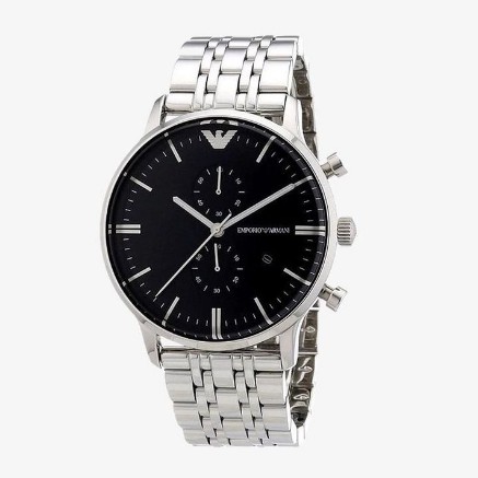 ภาพหน้าปกสินค้าEMPORIO ARMANI นาฬิกาข้อมือผู้ชาย รุ่น AR0389 Classic Chronograph Black Dial - Silver จากร้าน ralunar บน Shopee