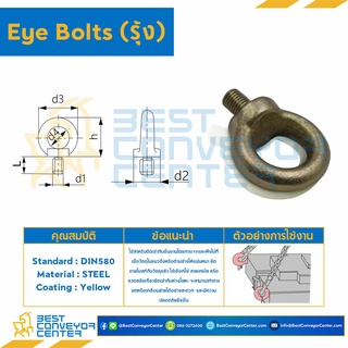 Eye Bolt อายโบลท์ Eye Bolt (รุ้ง) DIN M8,M12,M16 (Steel)
