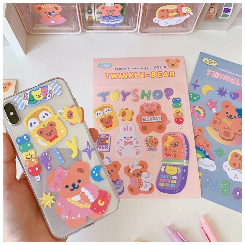 สติกเกอร์-diy-twinkle-bear-สติกเกอร์ตกแต่ง-สติกเกอร์ติดมือถือ-สติกเกอร์ติดโน้ตบุ๊ค-สติกเกอร์ติดไดอารี่