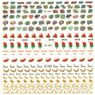สติกเกอร์ติดเล็บ สติกเกอร์ตกแต่งเล็บ แทททูติดเล็บ แบบลอกลายน้ำ ลายผลไม้