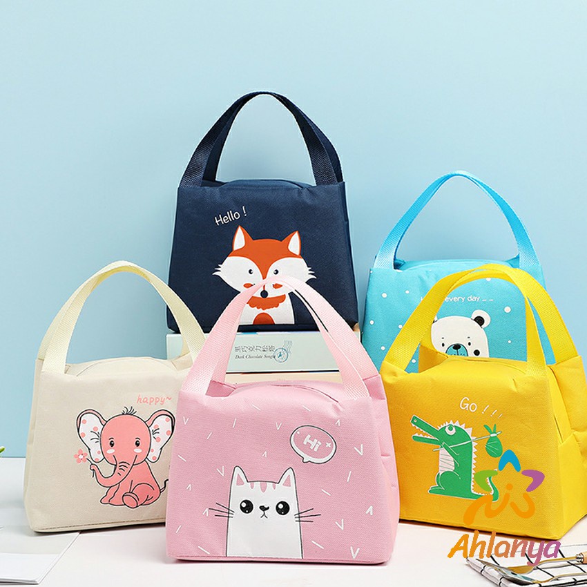 ahlanya-กระเป๋าข้าวกล่อง-กล่องอาหารกลางวัน-มีบุฟอยฉนวนเก็บร้อน-เย็น-cartoon-insulated-lunch-bag