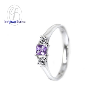 Finejewelthai-แหวนอะเมทิสต์-แหวนเงินแท้-แหวนพลอย-พลอยแท้-พลอยประจำเดือนเกิด-Amethyst-Silver-Ring-R1181amt