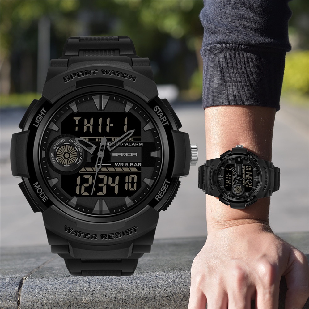 ภาพหน้าปกสินค้าSANDA Men Fashion Sport Watch ทหาร นาฬิกากันน้ำแบบมัลติฟังก์ชั่น Dual แสดงผล Men Watch