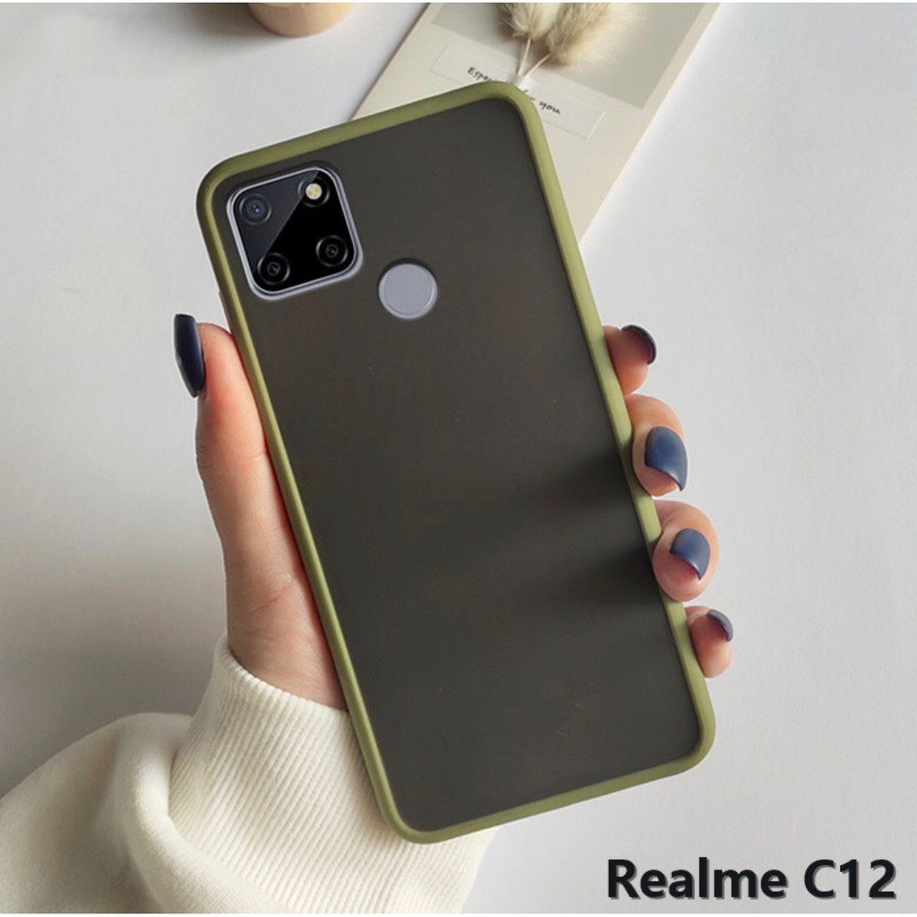 พร้อมส่ง Case Realme C12 เคสกันกระแทก ปุ่มสีผิวด้าน ขอบนิ่มหลังแข็ง เคส 