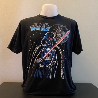 เสื้อยืดผ้าฝ้ายเสื้อยืดคอกลมมีลาย พื้นดำ ยี่ห้อป้าย STAR WARS   size XL (code178)L XL  XXL 3XL