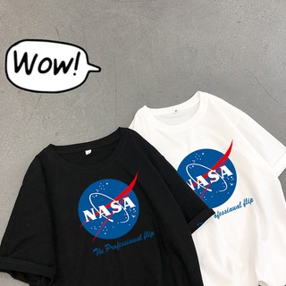 สินค้า ผ้าคอตตอน 100% ⚡️NASA ลายนาซ่าฮิปฮอปแห้งเร็วเสื้อยืดผ้าฝ้ายคาปัสผู้ชายและผู้หญิงเสื้อยืดสตรีทนักเรียนคู่รักแขนสั้นขนาดบวก