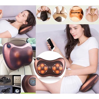 หมอนนวดไฟฟ้า เบาะนวดไฟฟ้า Massage Pillow รุ่นใหม่ หมอนนวดคอระบบอินฟาเรดสำหรับในบ้านและรถยนต์ มีถึง 8 ลูกกลิ้ง