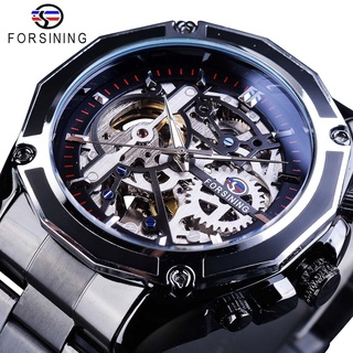 Forsining Fashion Casual Wearing Steampunk Mechanical Movement Design Luminous Hands Mens Watch Top Brand Luxury Automat