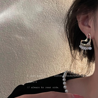 925 silver needle diamond zircon love earrings Korean temperament earrings girly fairy earrings for girls for women low