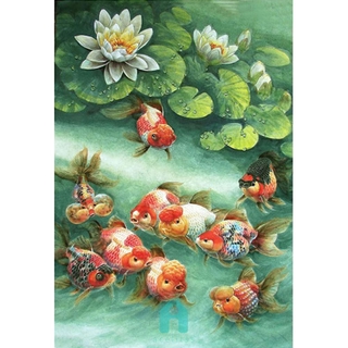 Acelit Goldfish Cross Stitch Kits Thread 11CT Stamped DIY Canvas Full Embroidery