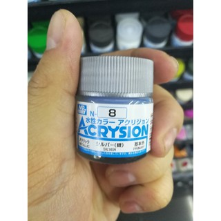 สีสูตรน้ำ Mr.Acrysion Color N8 SILVER (Metallic) 10ml