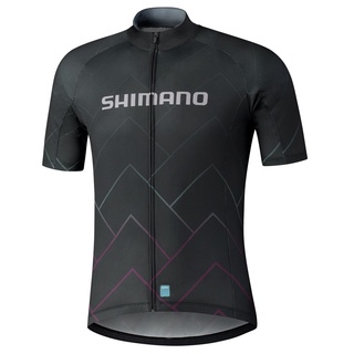 เสื้อกีฬาแขนสั้น ลายทีม Shimano สีดํา สําหรับขี่จักรยาน