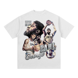 เสื้อยืดโอเวอร์ไซส์[Yootaaa] เสื้อยืดแขนสั้น ผ้าฝ้าย ทรงหลวม ลายคลื่น NBA Paul George สไตล์ฮิปฮอป 2022S-3XL