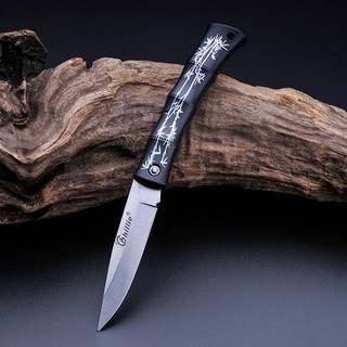 มีดพก มีดขนาดเล็ก มีดสำหรับเดินป่า ตั้งแค้มป์ ด้ามดำ   knife-D48-Black