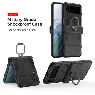 เคสโทรศัพท์มือถือ กันกระแทก พร้อมแหวนแม่เหล็ก สําหรับ Samsung ZFlip 4 Galaxy Z Flip4 Flip 4 ZFlip4 5G