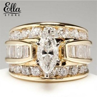 Ella เอลล่า สำหรับผู้หญิง ® เครื่องประดับแหวนหมั้น แต่งงานฝังเพชร ลูกบาศก์เซอร์โคเนีย