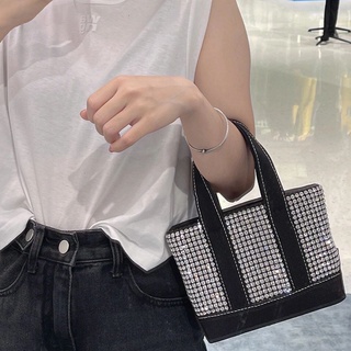 สินค้า 2022 new HOT Color crystal diamond Alexander Wang tote bag baguette Shoulder Bags handbag women black กระเป๋าสะพาย กระเป