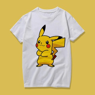 HH Pikachu เสื้อยืดลายปิกาจูสุดน่ารัก ใส่ได้มั้งหญิงและชาย unisex เสื้อยืดผ้าฝ้าย