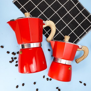Moka Espresso (สีแดง) กาต้มกาแฟ มอคค่าพอท moka pot อลูมิเนียม อิตาเลี่ยน