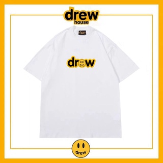 เสื้อยืดแขนสั้น ผ้าฝ้าย ทรงหลวม พิมพ์ลายตัวอักษร Drew House Justin Bieber แฟชั่นคู่รัก สําหรับผู้ชาย และผู้หญิงยืด.สบาย.