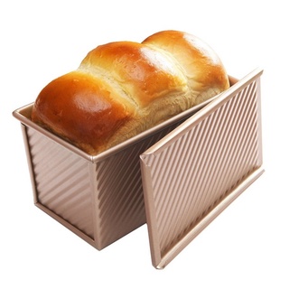 ✔♞❀450g Rectangle Loaf Pan with Cover Bread Baking Mould Cake Toast Non-Stick Toast Box with Lid  Gold Aluminized Steel