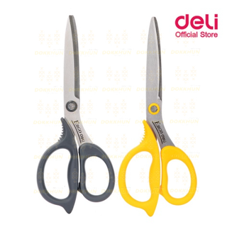 Deli 77758 Scissors กรรไกรสเตนเลส สำหรับตัดกระดาษและผ้า ขนาด 210 mm (8 1/4 นิ้ว) คละสี 1 ชิ้น อุปกรณ์ตัด อุปกรณ์สำนักงาน