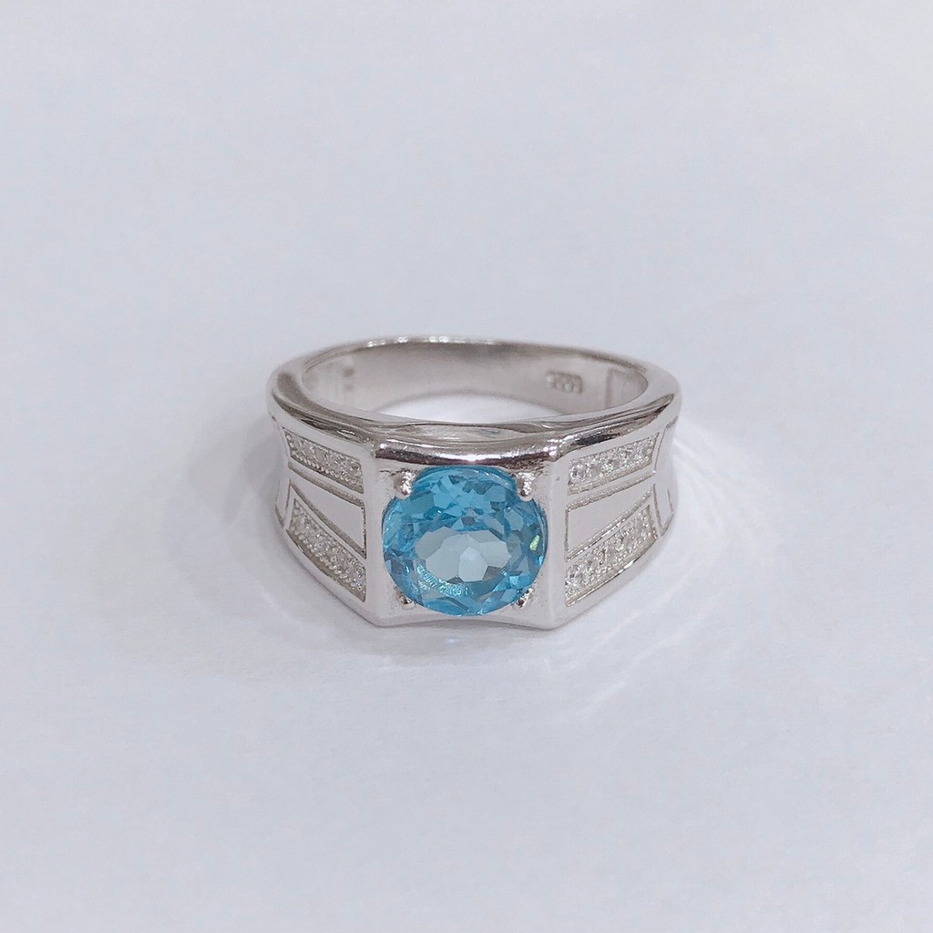 แหวนพลอย-สวิสบลูโทพาส-swiss-blue-topaz-สีฟ้าสดรุ่น-rm-sbt02rd