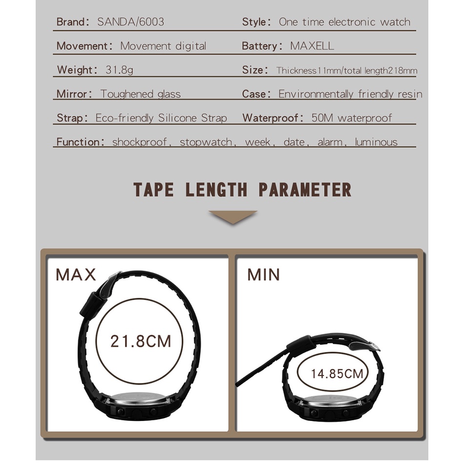 sanda-นาฬิกาข้อมือดิจิทัล-จับเวลา-มีไฟ-led-อเนกประสงค์-สไตล์สปอร์ต-แฟชั่นสําหรับผู้หญิง