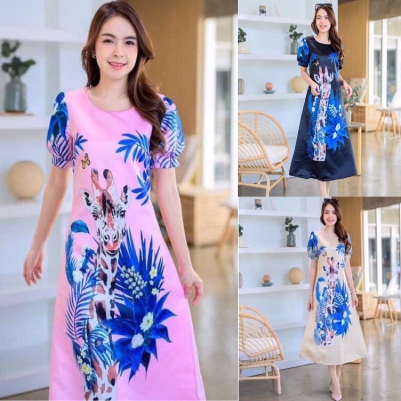 3สีพร้อมส่ง-เดรสยาวยีราฟ-เดรสงานป้าย-vip-exclusive-เดรสสาวอวบไซส์-xxl-เดรสยีราฟแขนตุ๊กตา-มือ1ป้ายห้อย-มีเก็บเงินปลายทาง