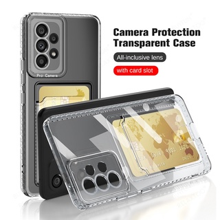 Card Holder Slot Clear Case For Samsung Galaxy A53 A73 A33 A23 A13 5G Transparent Cover For Samsung A12 A22 A32 A52 A72 Case