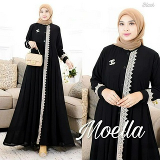 Hitam ใหม่ล่าสุด GAMIS MOELLA DRESS BC SIZE M L XL XXL ชุดเดรสสั้น ผ้าลูกไม้ นําเข้าจากเกาหลี สีดํา กรมท่า สําหรับผู้หญิง