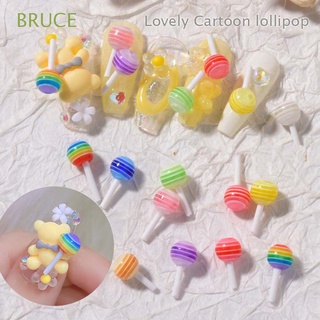 Bruce อุปกรณ์ตกแต่งเล็บลายการ์ตูนอมยิ้มน่ารัก 3D Diy