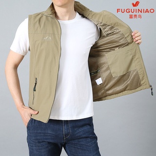 เสื้อกั๊กชายRich BIRD หนุ่มและวัยกลางคนกลางแจ้งชายเสื้อกั๊กฤดูร้อนบางแห้งเร็วแจ็คเก็ต Multi-Pocket การถ่ายภาพตกปลาเสื้อก