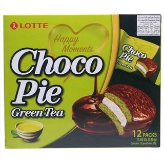 Lotte Choco​ Pie​ Green​Tea​ ขนมพายรสชาเขียว​เคลือบช็อกโกแลตสอดไส้มาร์ชเมลโลว์​ ขนาด​ 336 กรัม​