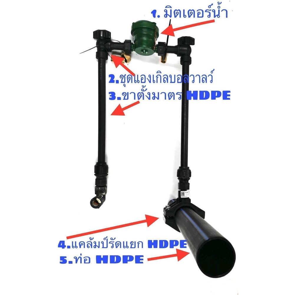 ขามาตร-hdpe-ชุดแองเกิล-บอลวาล์วpe-pbp-งอหน้ามาตร-ชนิดติดตั้งบอลวาล์วในตัว-ขนาดขา-pe-25mm-เกลียวต่อมิเตอร์-1-2