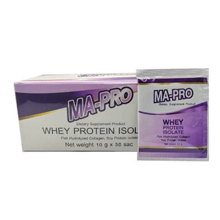 ภาพขนาดย่อของภาพหน้าปกสินค้าMA-PRO Whey Protein Isolate มา-โปร ผลิตภัณฑ์อาหารเสริมเวย์โปรตีนไอโซเลท ชนิดซอง 10 กรัม x 30 ซอง จากร้าน bkk2shop บน Shopee