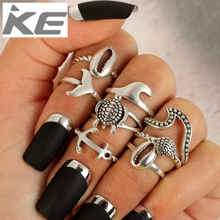 Bohemia Vintage Alloy Shell Turtle Shark Turtle 8-piece Set Womens Ring Set for girls for wom