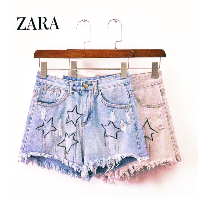 zara-กางเกงขาสั้นลายดาว