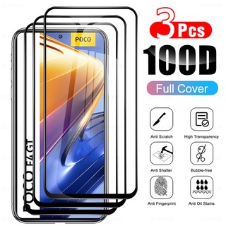 3pcs 100D Full Cover Tempered Glass for Xiaomi poco F4 x3 gt f3 Screen Protector For poco x4 x3 nfc pro 5G Protective Glass Film