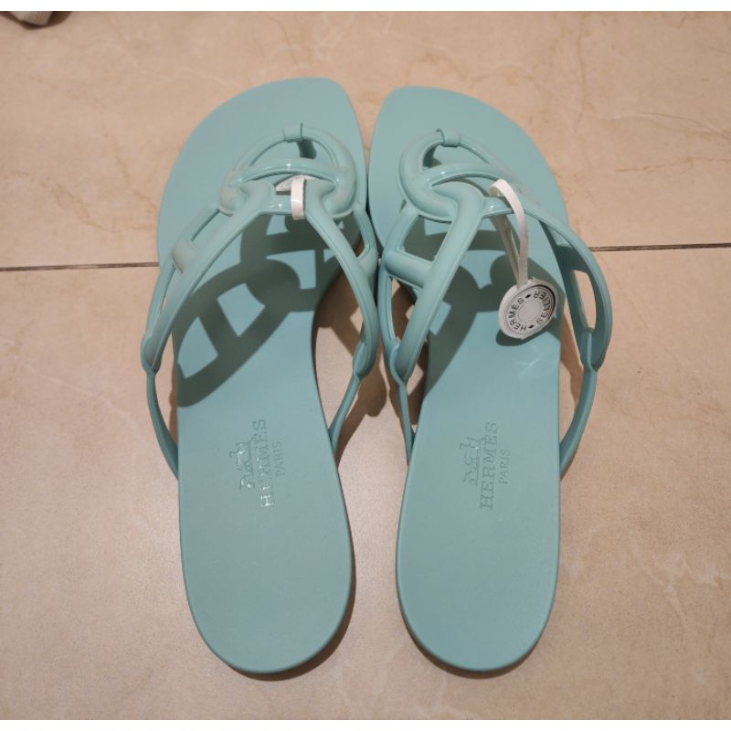 ใหม่-hermes-egerie-sandal-ของเเท้-size-37-สีฟ้า-ของเเท้-หายากมาก