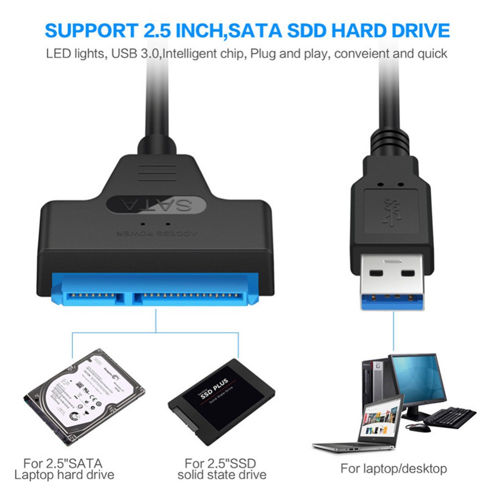 ภาพสินค้าสายตัวแปลง USB 3.0 SATA Adapter 2.5 Inch Converter Cable for 2.5 inch SSD HDD Hard Disk Drive Adapter จากร้าน easybuy_mall บน Shopee ภาพที่ 2