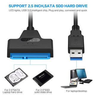 ภาพขนาดย่อของภาพหน้าปกสินค้าสายตัวแปลง USB 3.0 SATA Adapter 2.5 Inch Converter Cable for 2.5 inch SSD HDD Hard Disk Drive Adapter จากร้าน easybuy_mall บน Shopee ภาพที่ 2