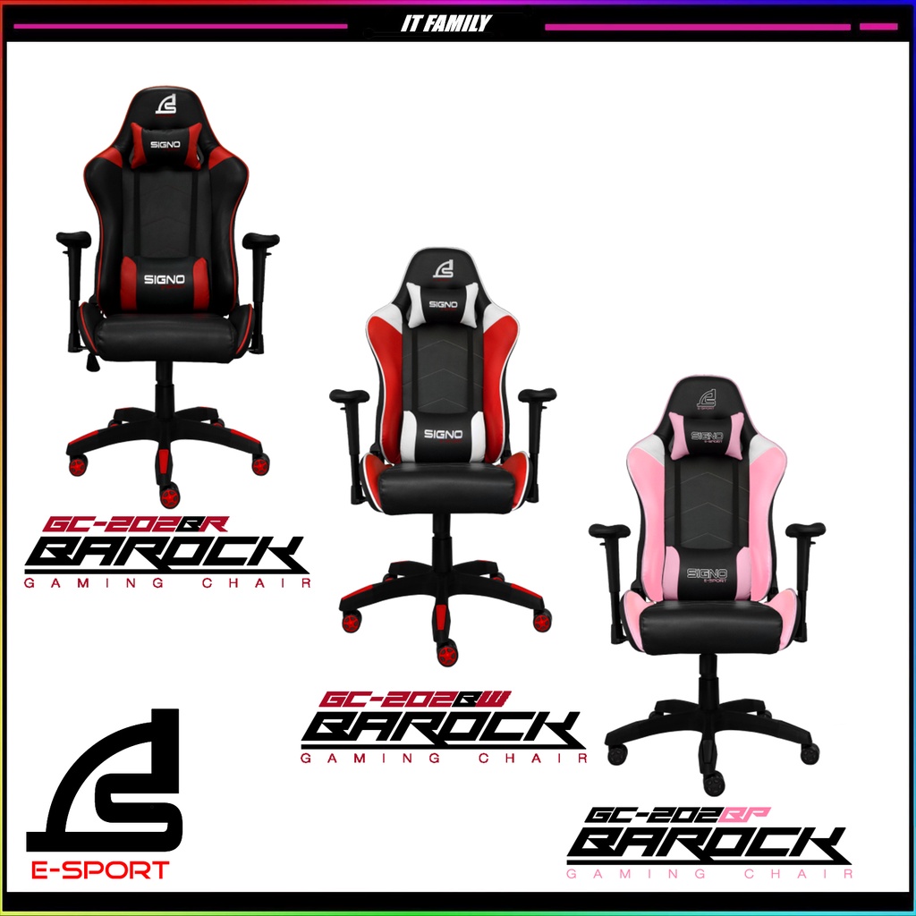 ภาพหน้าปกสินค้าเก้าอี้เกมมิ่ง SIGNO E-Sport GC-202 BAROCK Gaming Chair MOULD SHAPING FOAM เก้าอี้เกมมิ่ง 3สี จากร้าน it_family บน Shopee