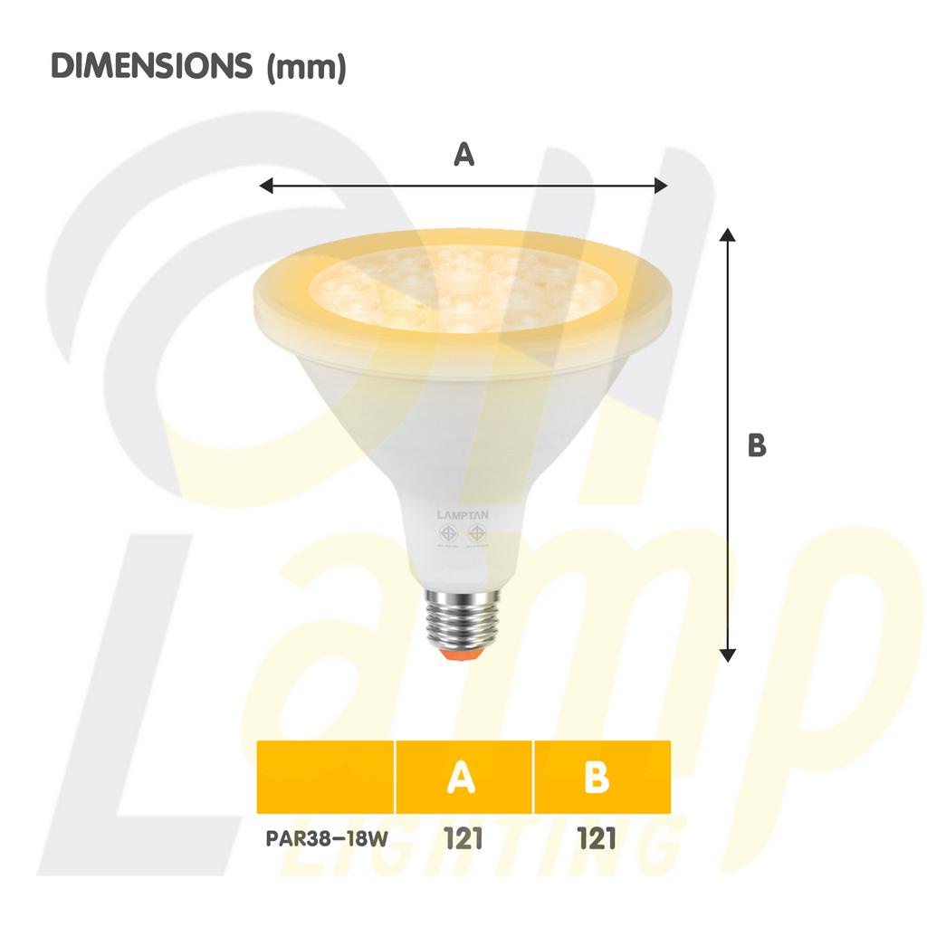 lamptan-หลอด-led-par38-18w-และ-par20-6w-รุ่น-beam-ip65-ชนิดกันน้ำ-ขั้ว-e27-แสงส้ม-2700-หลอดพาร์-par-แลมตันแท้-มีประกัน