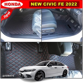 5DMATS พรมปูพื้นรถยนต์ 6D HONDA CIVIC FE 2022 พรม6D เกรดA เต็มคัน 3ชิ้น