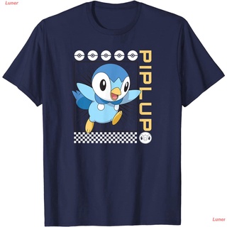 เสื้อขาว เสื้อยืดสีขาว คนอ้วนใส่สบายๆเสื้อยืดยอดนิยม Pokemon Piplup T-Shirt Short sleeve T-shirts